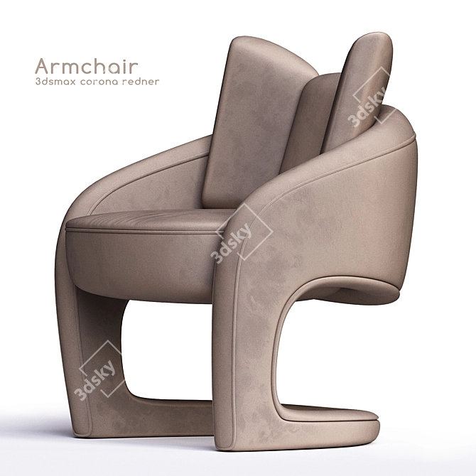 Modern Brown Armchair: Stylish & Comfortable 3D model image 1