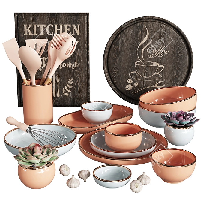 Complete Kitchen Set: Kerama Marazzi Tiles, Kronospan Countertop 3D model image 1