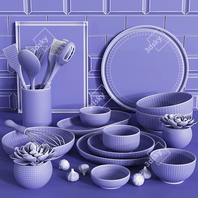 Complete Kitchen Set: Kerama Marazzi Tiles, Kronospan Countertop 3D model image 5