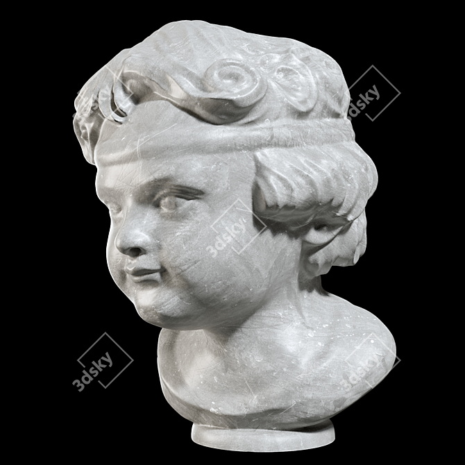 Italian Carved Marble Girl Bust 3D model image 2