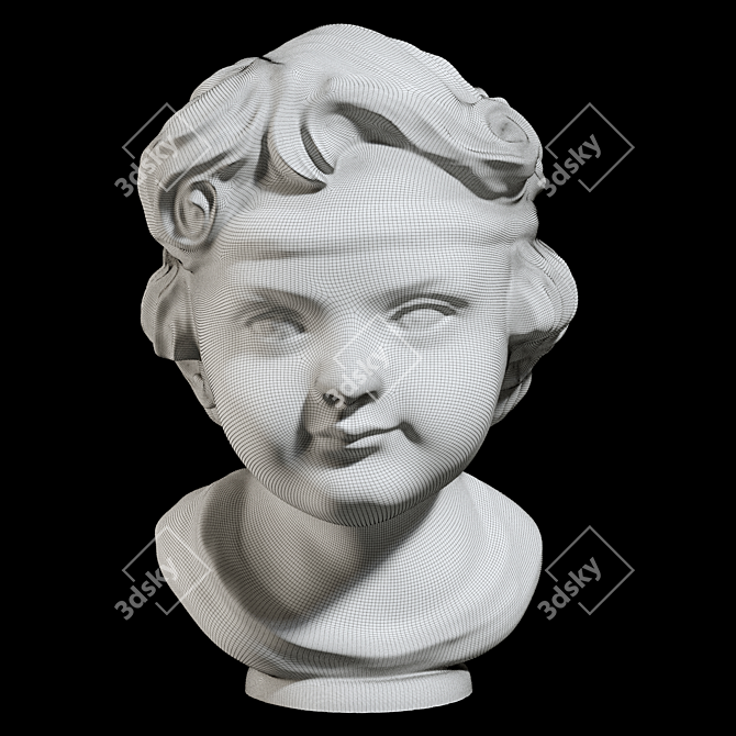 Italian Carved Marble Girl Bust 3D model image 5