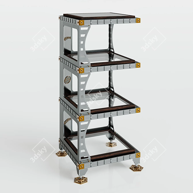 Industrial Steel Vintage Brunel Display Cabinet 3D model image 2