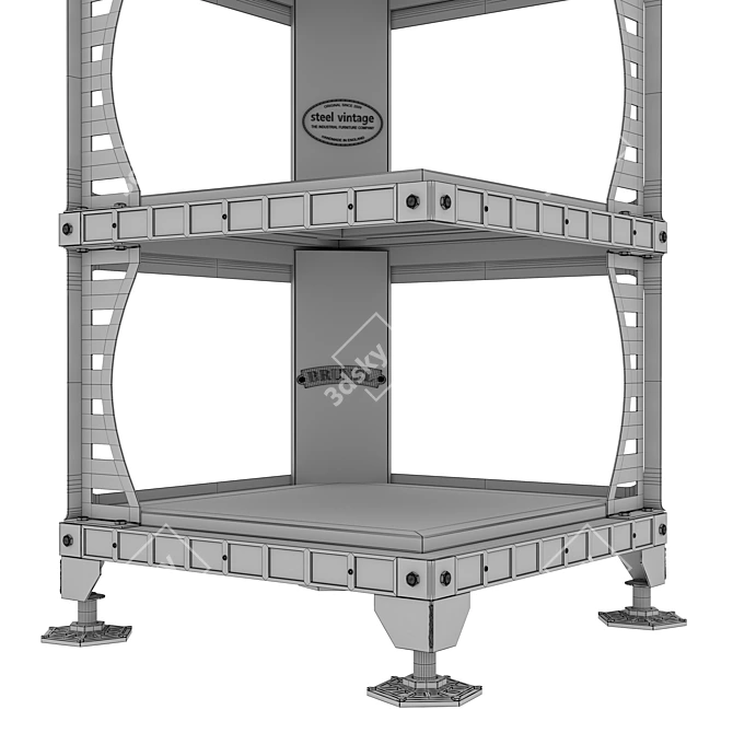 Industrial Steel Vintage Brunel Display Cabinet 3D model image 4