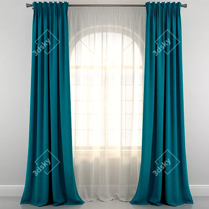 Flamish Fold Curtain: Elegance Unfolded 3D model image 1