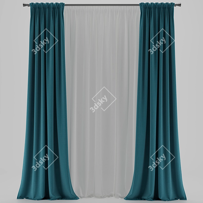 Flamish Fold Curtain: Elegance Unfolded 3D model image 5