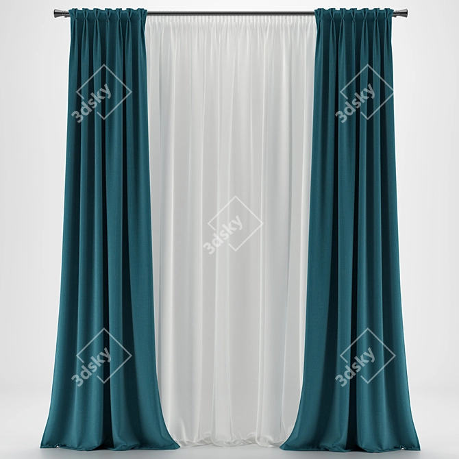 Flamish Fold Curtain: Elegance Unfolded 3D model image 6