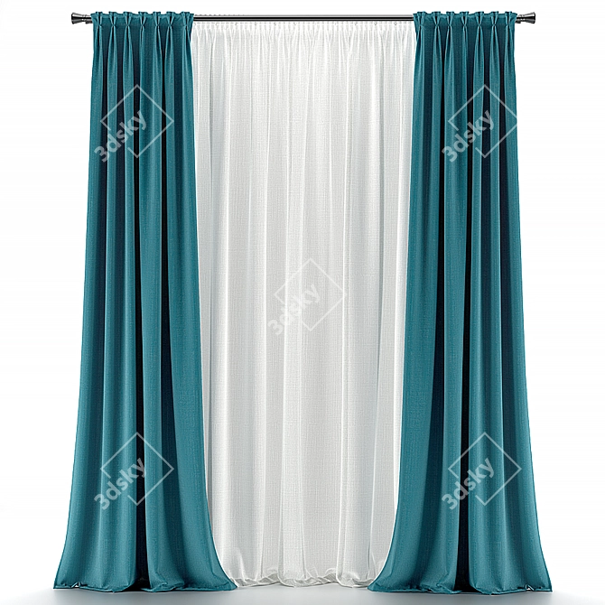 Flamish Fold Curtain: Elegance Unfolded 3D model image 7