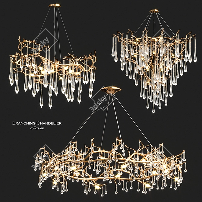 Elegant Aqua Chandelier Collection 3D model image 1