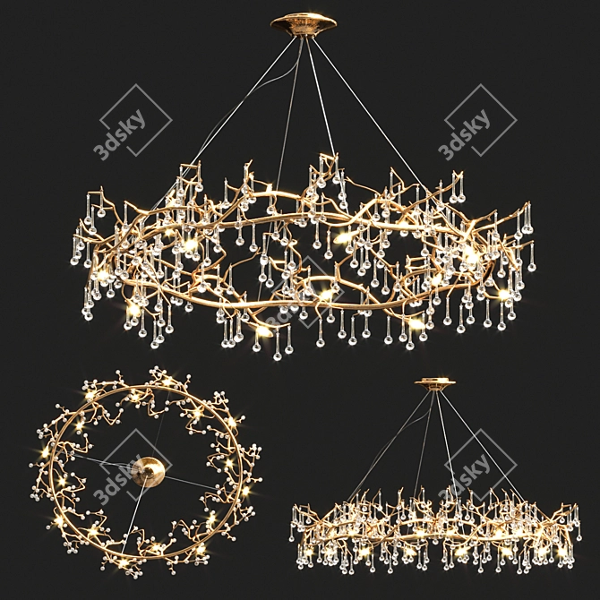 Elegant Aqua Chandelier Collection 3D model image 2