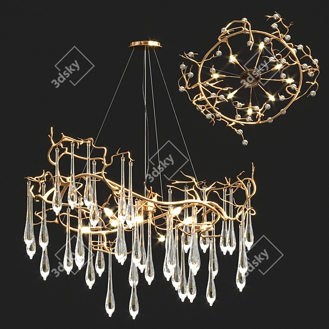 Elegant Aqua Chandelier Collection 3D model image 3