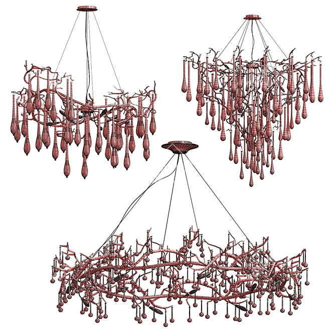 Elegant Aqua Chandelier Collection 3D model image 5