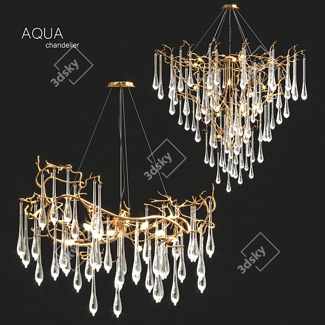 Elegant Aqua Chandelier Collection 3D model image 6