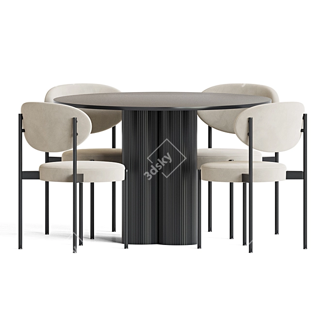 Sleek Modern Dining Set 3D model image 2