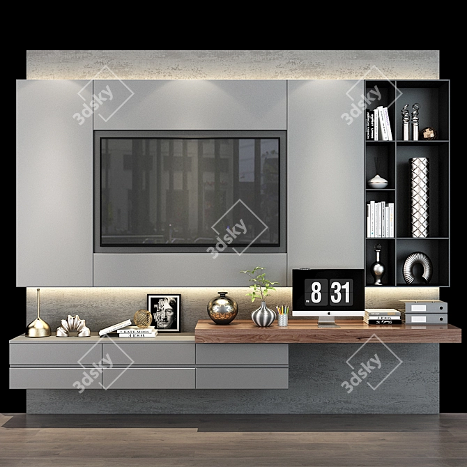 Sleek TV Stand Shelf 3D model image 1