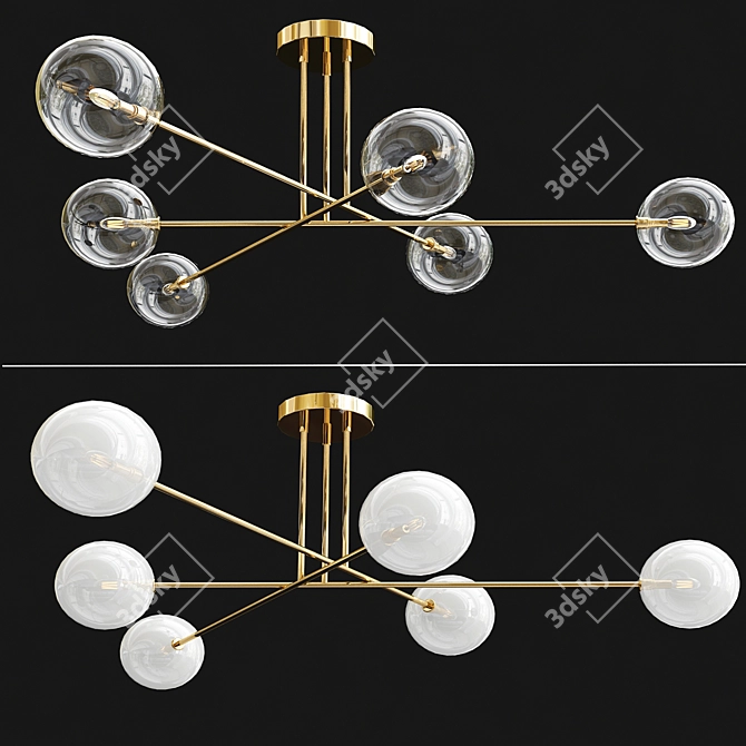 Aksel Brass Chandelier - 6 Light 3D model image 1