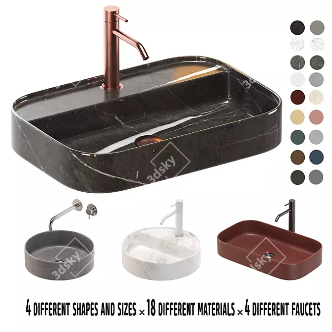 Artelinea Washbasin Set: Versatile Designs, Premium Materials 3D model image 1