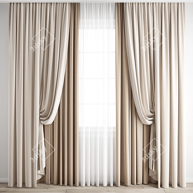 Elegant Poly Curtain Set 3D model image 1