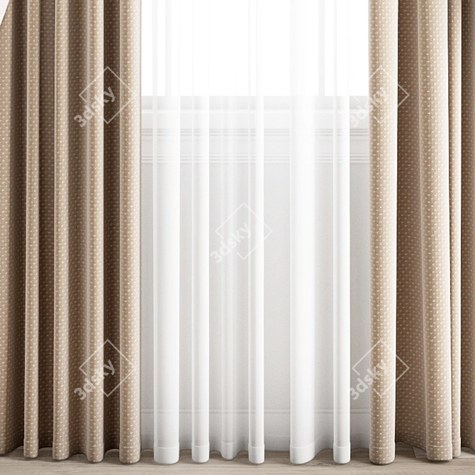 Elegant Poly Curtain Set 3D model image 3