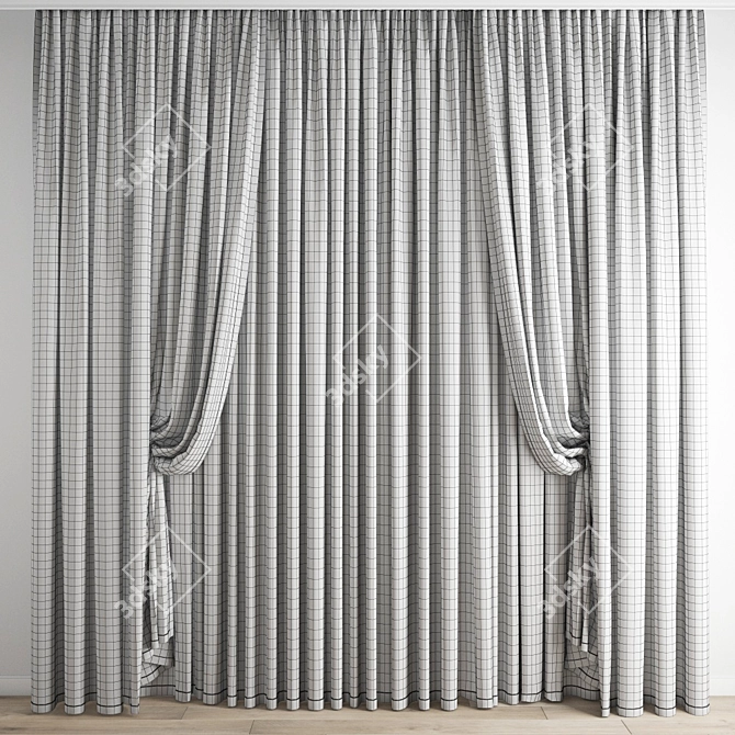 Elegant Poly Curtain Set 3D model image 4