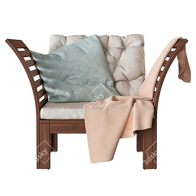 ÄPPLARÖ Garden Chair: Brown Stain/Beige Cushion 3D model image 2