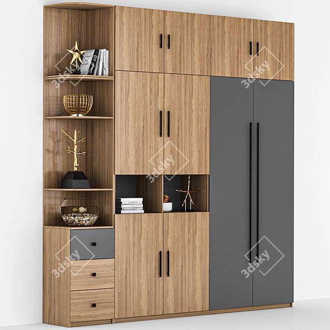 Modern Tall Shelf Unit 3D model image 2