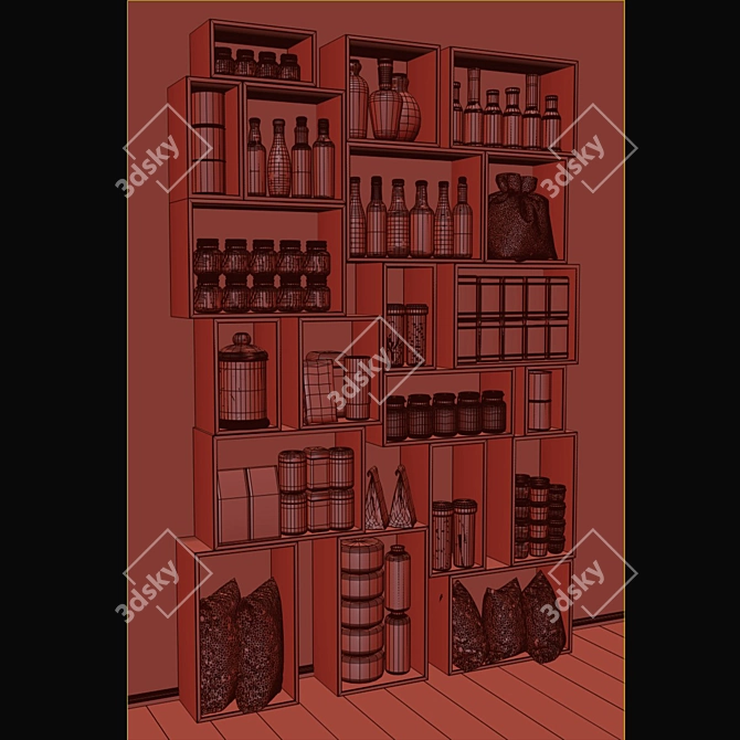 Wooden Crate Bottle and Jar StoreShelf 3D model image 4