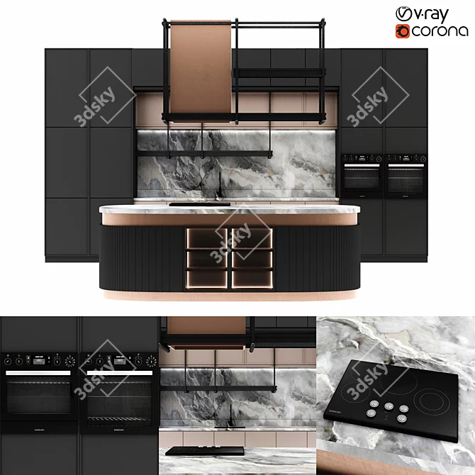 Modern Kitchen Design Set 3D model image 1