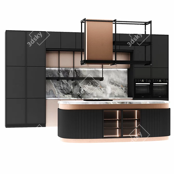 Modern Kitchen Design Set 3D model image 2