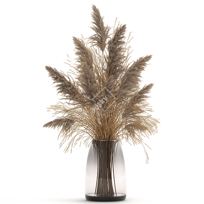 Dried Grass Bouquet: Decorative Reed & Pampas in Vase 3D model image 2