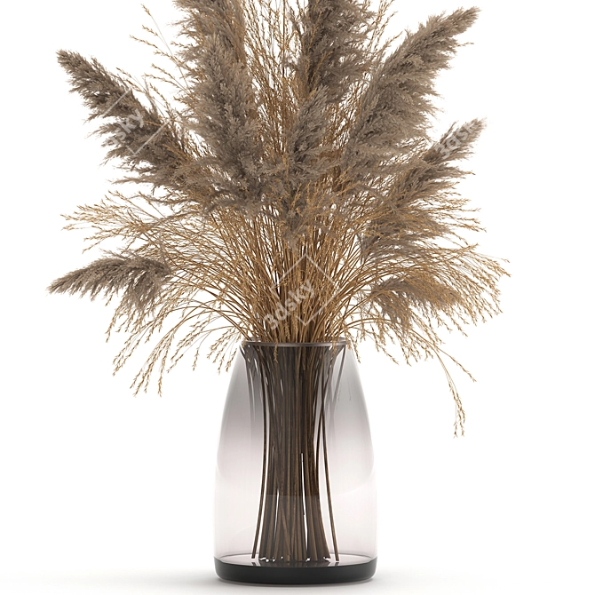 Dried Grass Bouquet: Decorative Reed & Pampas in Vase 3D model image 4