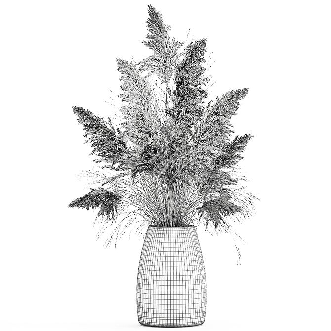 Dried Grass Bouquet: Decorative Reed & Pampas in Vase 3D model image 5