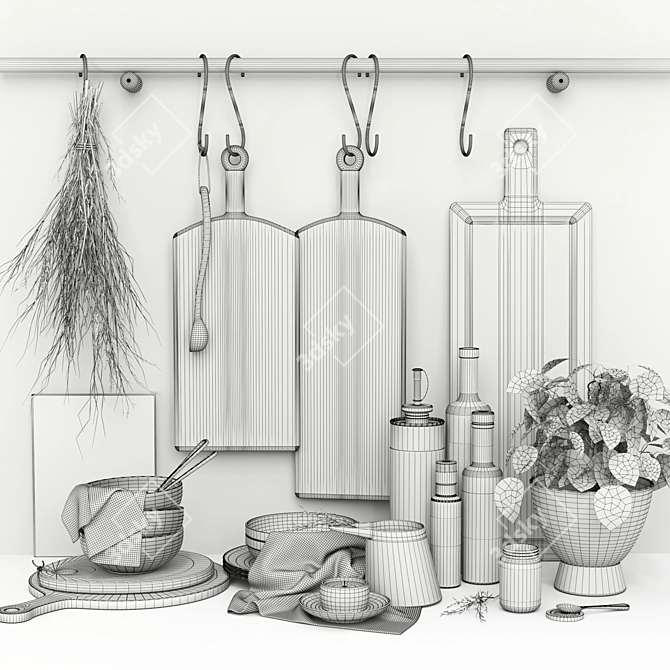 Elegant Kitchen Decor Set 3D model image 7