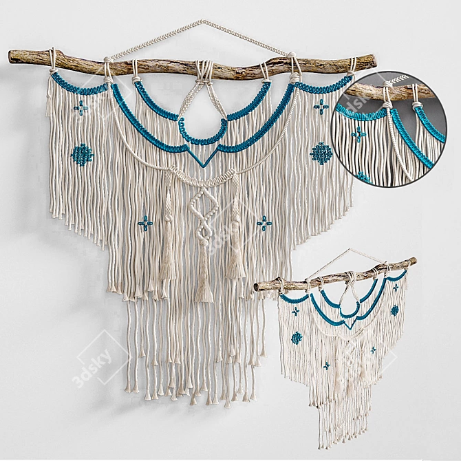 Title: Boho Macrame Wall Décor 3D model image 1