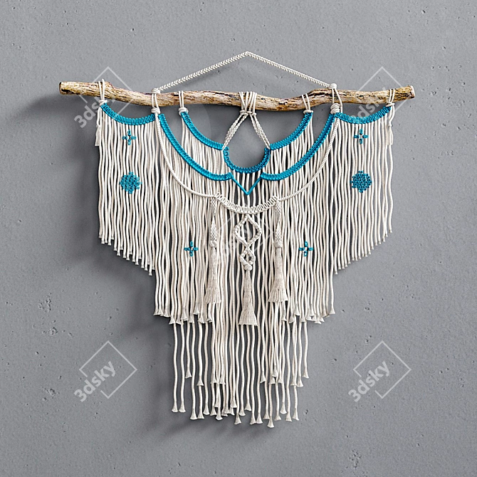 Title: Boho Macrame Wall Décor 3D model image 2