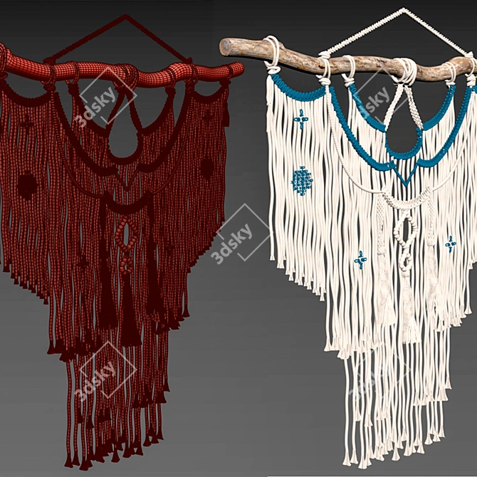 Title: Boho Macrame Wall Décor 3D model image 4