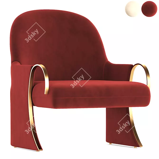 Revamped Art Deco Lounge Chair 3D model image 2