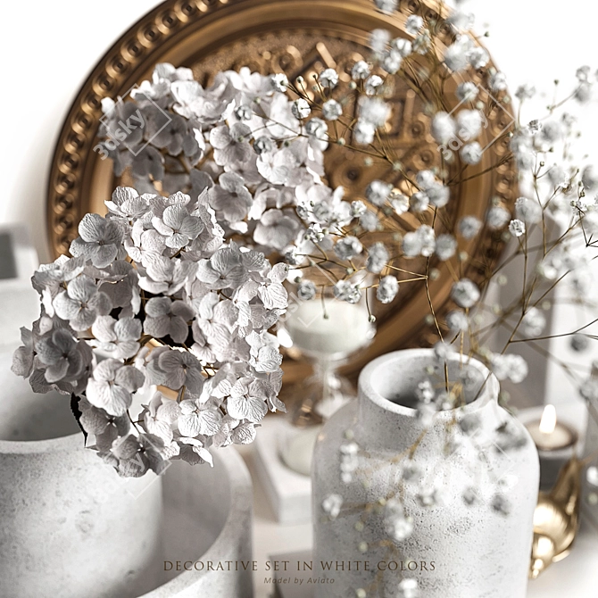 Elegant White Decor Set 3D model image 2