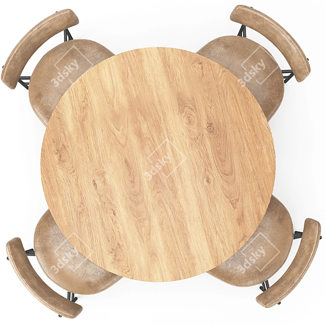 Modern Leather Dining Table Set 3D model image 2