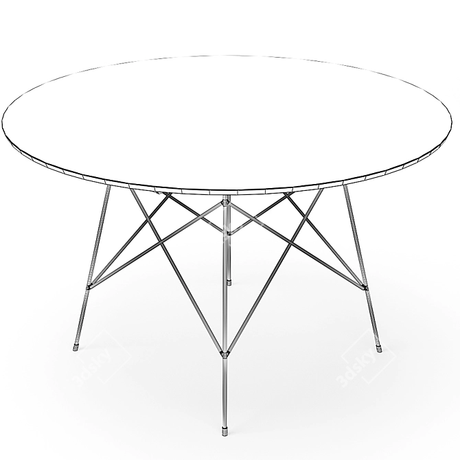 Modern Leather Dining Table Set 3D model image 6