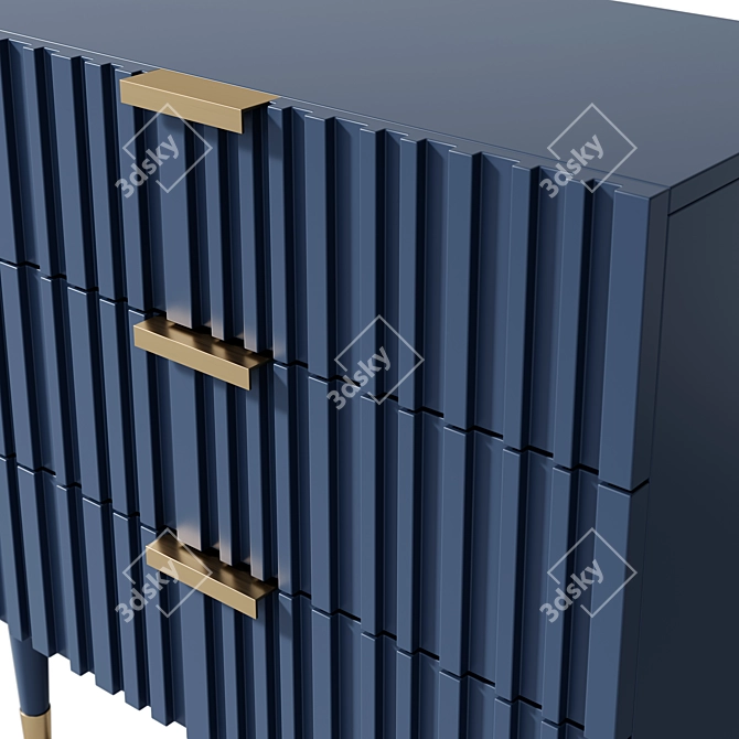 Severin Six-Drawer Chest: MDF and Beech Wood, Dark Blue 3D model image 2