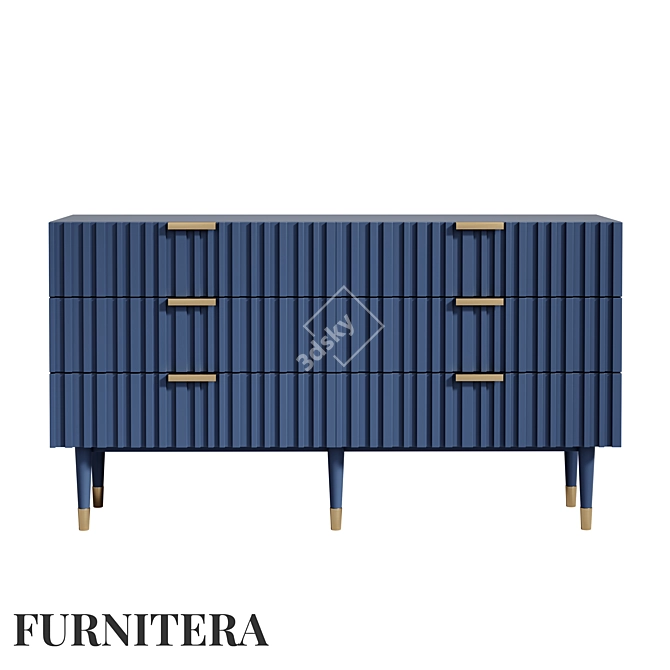 Severin Six-Drawer Chest: MDF and Beech Wood, Dark Blue 3D model image 4