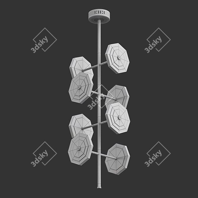 Elegant Larose Chandelier in Black 3D model image 2