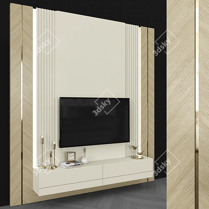 Modern TV Wall Set with 50" TV 3D model image 2