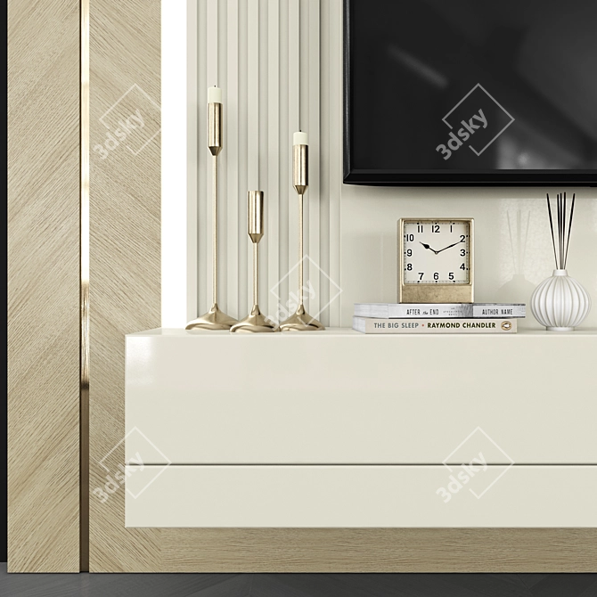 Modern TV Wall Set with 50" TV 3D model image 3