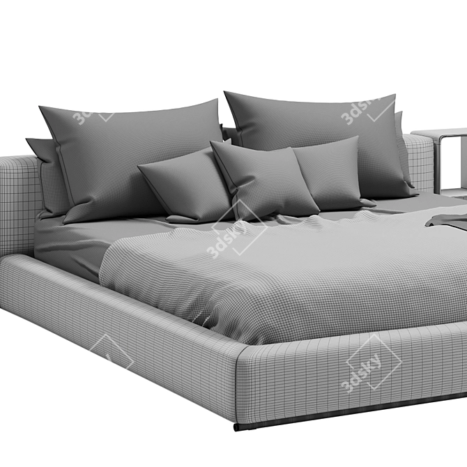 Groundpiece Fabric Double Bed 3D model image 4