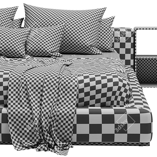 Groundpiece Fabric Double Bed 3D model image 5