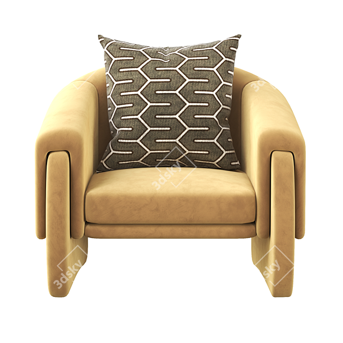 Elegant Luke Armchair: Modern Design, Luxurious Comfort 3D model image 2