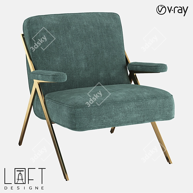 Modern Metal and Fabric Armchair: LoftDesigne 2878 Model 3D model image 1