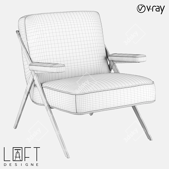 Modern Metal and Fabric Armchair: LoftDesigne 2878 Model 3D model image 2