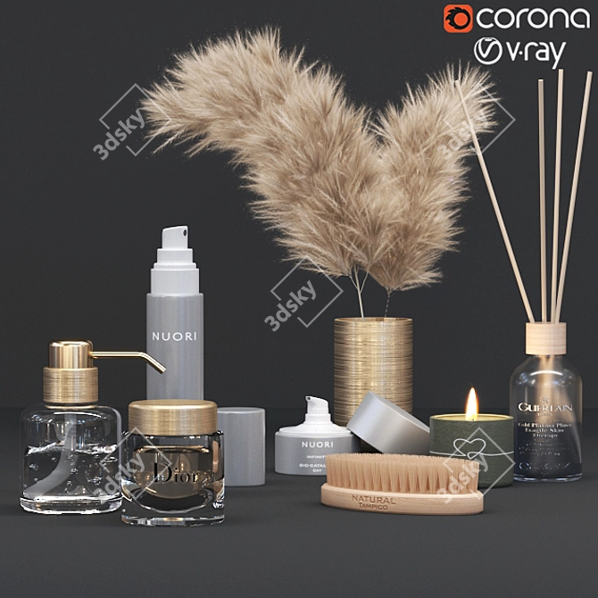 Elegant Bathroom Essentials Set 3D model image 1